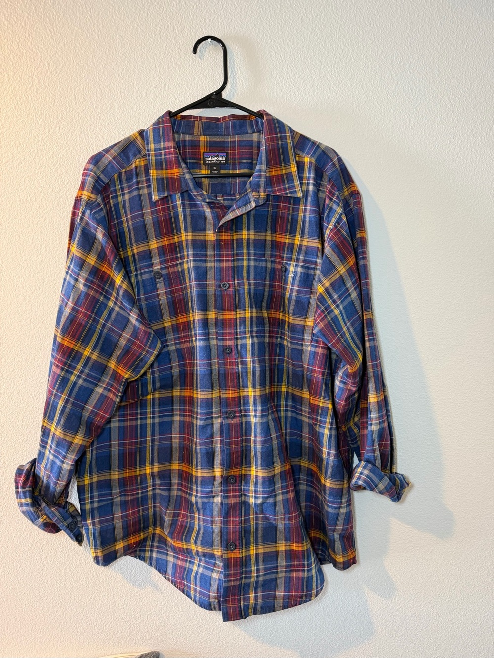 Patagonia Organic Cotton Mid weight Fjord Flannel Plaid Shirt Men's size XL